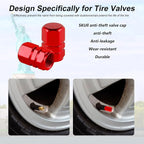 Aluminum Tire Stem Valve Caps Wheel Valve Covers Car Dustproof Tire Cap Cover Accessories, Universal for SUV, Car, Bike and Motorcycle, Hexagon Shape (4PCS Red)