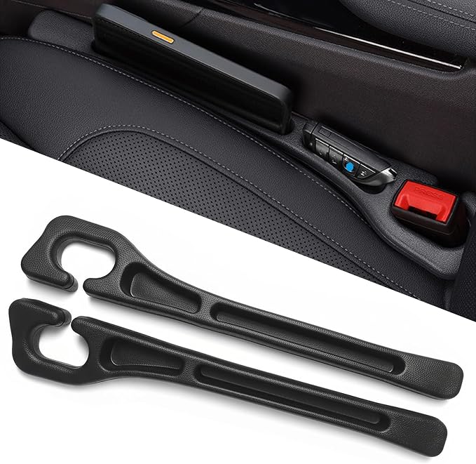 Car Seat Gap Filler Organizer of 2, 2 in 1 Car Gap Filler (Black) | Universal Gap Filler with Storage Pockets, No Drop Seat Guard for Phones Keys Cards,Car Accessories for Most Cars Trucks SUVs