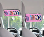 Car CD Case Holder, Vehicle Sun Visor Organizer for Cars with 12 DVD Storage Sleeves, 1 Mesh Pocket, 1 Pen Holder and Elastic Strap, Pink