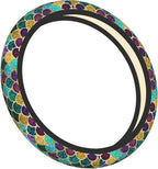 Glitter Mermaid Scales Steering Wheel Cover Cute for Women Men Car Accessories Universal 15 Inch Anti-Slip Automotive Steering Wheels Protector Covers for Truck SUV Sedan Turquoise
