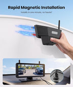 2 Solar Magnetic Wireless Backup Camera, Watch Rear and Side Views | Spot Cars and Pedestrians, 2 Min Easy Mount, 7.2 inch Split Screen, Back Up Camera for Truck RV Trailer Camper