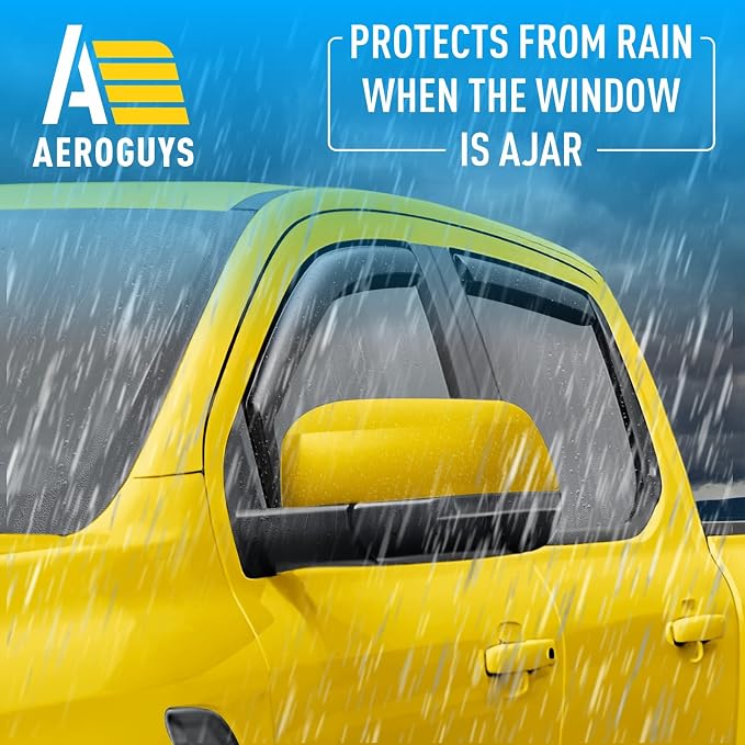 Extra Durable Window Deflectors in-Channel Window Visors Rain Guards Fit for Ford Ranger 2024-2026 SuperCrew, Sun Visors, Wind Vent for Shades, Exterior Car Accessories - 4pcs. AG0748