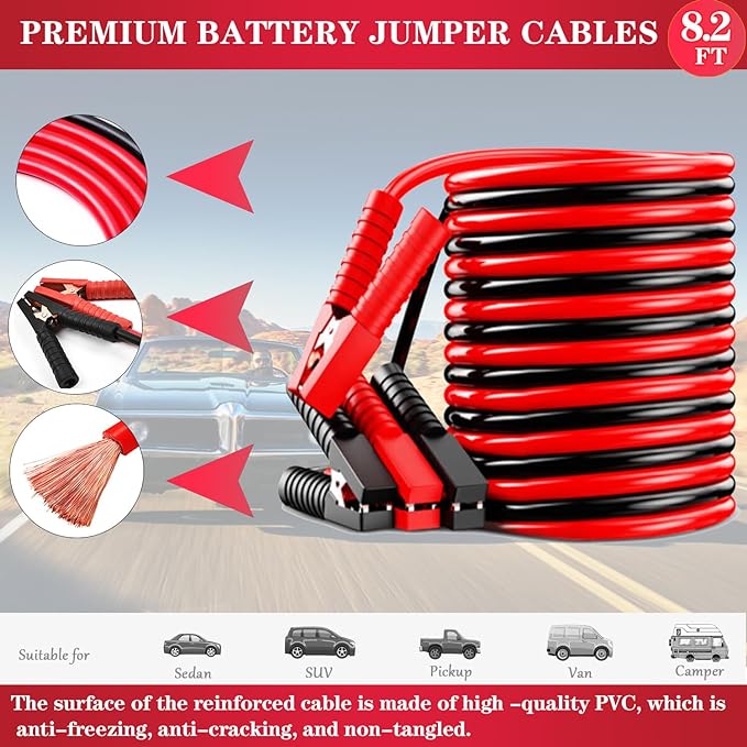 Roadside Emergency Car Kit,with Jumper Cables Roadside Kit Car Safety Kits | Emergency Car Kit Tow Straps,Headlamp, Safety Hammers, Gloves, Auto Emergency Kits Vehicles Gifts for New Drivers