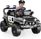 12V Ride on Car with Parent Remote Control, Toddler Police Electric Car with Spring Suspension, LED Lights & Music Player - Safe Battery Toy for Kids, Christmas & Birthday Gift