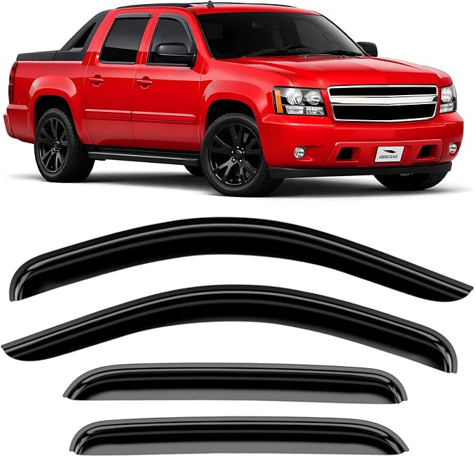 Voron Glass Tape-on Extra Durable Rain Guards for Chevrolet (Chevy) Avalanche 2007-2013, Window Deflectors, Vent Window Visors, 4 Pieces-130184