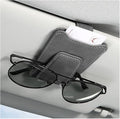 Sunglass Holder for Car Visor, Magnetic Leather Vehicle Eyeglass Hanger Holder, Automotive Interior Sun Visor Glasses Ticket Card Organizer Clip, Universal for SUV RV Lorry (Gray)