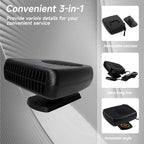 Portable 12v Heater, 200W Fast Heating Fan, Plug into Cigarette Lighter 360 Degree Rotation for Car Windshield, Defroster Defogger Car Heater