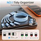 USB C Splitter Multi Charging Cable,USB A/C to USB C Charging Cord,USB C to USB C Cable,4 in 2 Multi Charger Cord with 4 Type-C Connectors Compatible with iPhone16/15/Cell Phones Tablets,Blue