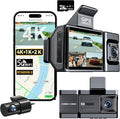 3 Channel Dash Cam, 4K+1080P+1440P Front Inside and Rear Car Camera, Free 128G Card, Triple Dash Camera Built-in WiFi GPS, HDR Night Vision, G Sensor, 170° Wide Angle, 24H Parking Mode