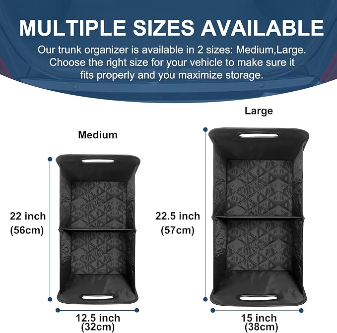 Trunk Organziers and Storage with Reinforced Handles,Car Accessories for Women/Men 50L Waterproof Polyester Trunk Organzier for Car/SUV/Minivan/Truck(Medium,Stripe)