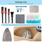 9Pcs Car Interior Detailing Kit - Car Cleaning Brushes, Universal Gel, Microfiber Towel and Storage Bag for Dashboard, Air Vents, Keyboard & Electronics