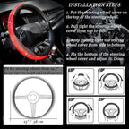 New Diamond Leather Steering Wheel Cover with Bling Bling Crystal Rhinestones, Universal Fit 15 Inch Car Wheel Protector for Women Girls Red Diamond