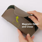 Magnetic Sunglass Holder for Car Visor, Leather Car Glasses Holder | Khaki Visor Accessories Eyeglasses Holder Glasses Storage Case