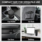 Car Trash Can with Lid, Leakproof Mini Garbage Bin for Car Cup Holder, Small Trash Can for Vehicle, Home & Office - Includes 30 Bags, Easy Clean (Black)