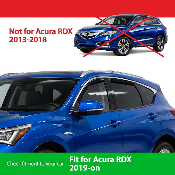Goodyear Shatterproof in-Channel Window Deflectors for Acura RDX 2019-2026, Rain Guards, Window Visors for Cars, Vent Deflector, Car Accessories, 4 pcs - GY008177