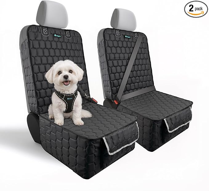 2 Pack Front Seat Covers for Dogs, 600D Waterproof Dog Car Seat Covers with Side Flaps Non Slip Scratch Proof, Captain Chair Car Seat Protector Cover for Pets & Daily Use, Fits Cars SUV Trucks