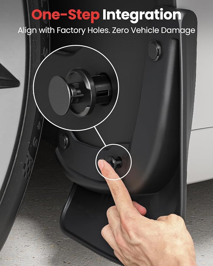 2026 Tesla Model 3 Highland Accessories - Mud Flaps [Protect Paint, No Drilling Required] All-Weather Splash Guard Body Kits for Model 3 Highland 2024-2026, Black (Set of 4)