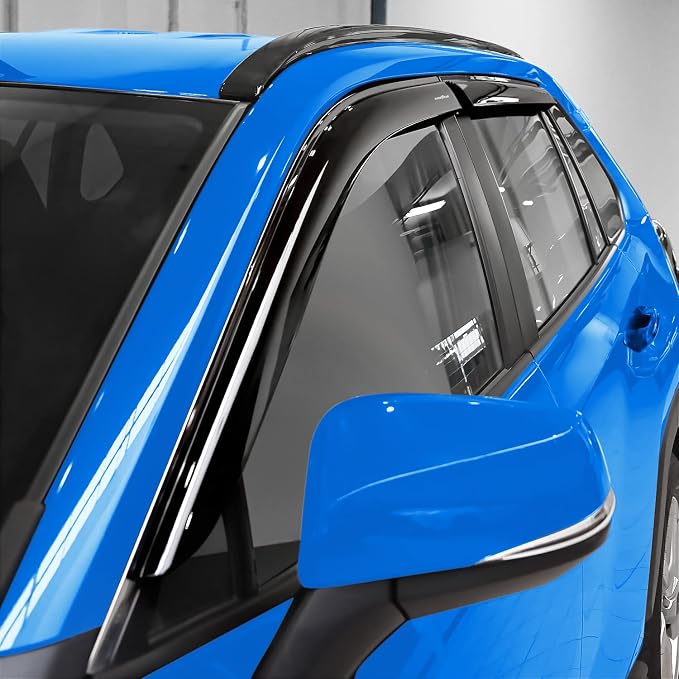 Goodyear Shatterproof Side Window Deflectors for Toyota RAV4 2019-2025, Tape-on Rain Guards, Window Visors for Cars, Vent Deflector, Vent Visor, Car Accessories, 4 pcs. - GY008708