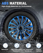 Hubcaps,16 inch hubcaps Set of 4, Wheel Rim Cover ABS Material, Snap On Car Truck SUV Replacement, for Toyota Camry Nissan Mazda etc, Black&Blue