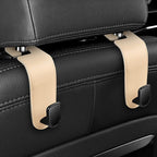 Car Seat Headrest Hook, 2PCS Vehicle Seat Back Hangers Organizer for Handbag Purse Coat, Automotive Interior Headrest Storage Hooks, Universal for SUV Automobile Truck (Beige)