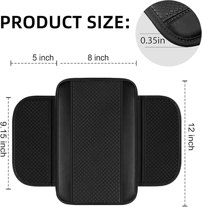 14 PCS Leather Car Seat Covers Full Set, 14.5”-15'' Sporty Steering Wheel Cover Universal, Center Console Cover, Seat Belt Cushion, Cup Holder Coaster, Car Interior Set Black