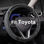Customized Auto Car Steering Wheel Cover for Toyota Rav4 Corolla Camry Highlander (Diamond Quilted-Black+Gray-Standard Size)