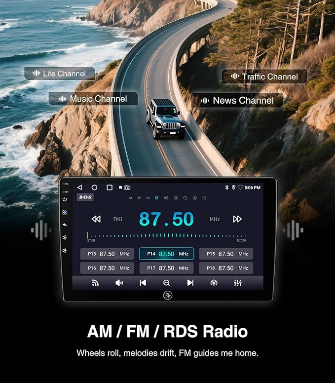 10.2'' Car Stereo for GMC Sierra Chevy Silverado 2014-2018 Without Bose | HD Touchscreen Carplay/Android Auto/GPS/Bluetooth/AM/FM Radio/HD Backup Cam/SWC