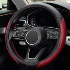 Microfiber Leather Auto Car Steering Wheel Cover, Universal 15 Inch Anti-Slip Wheel Protector, Claret