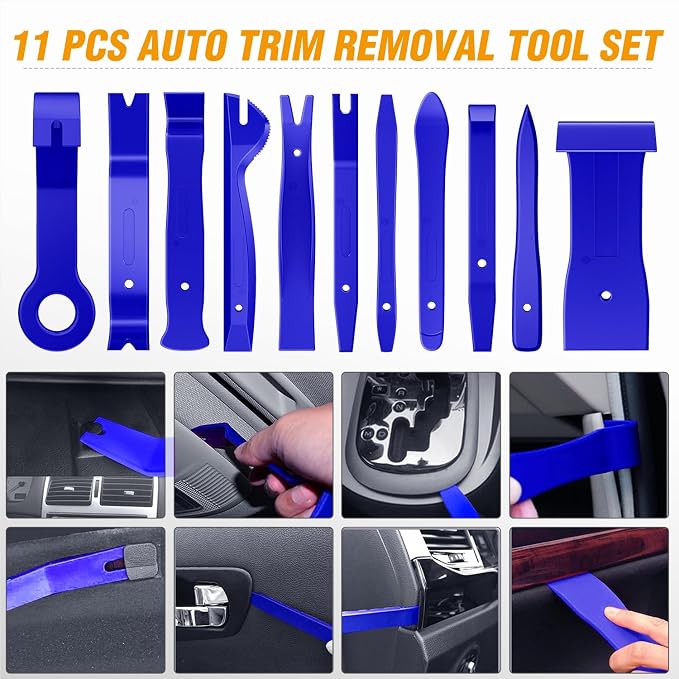 330Pcs Trim Removal Tool, Auto Push Pin Bumper Retainer Clip Set Fastener Terminal Remover Tool Adhesive Cable Clips Pry Kit Car Panel Radio Removal Auto Clip Pliers, Blue
