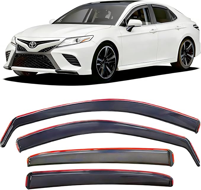 in-Channel Extra Durable Window Rain Guards Compatible with 2018 2019 2020 2021 2022 2023 2024 Toyota Camry, Window Deflectors Wind Shield Vent Visors Vent Shades, Car Accessiories 4-PCS
