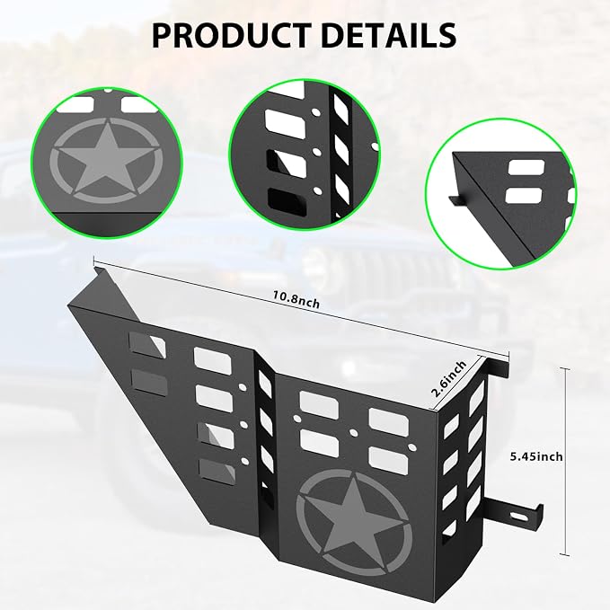 Metal Front Door Storage Box Pockets Fit for Wrangler,Side Insert Organizer for Wrangler JK JKU 2007 2008 2009 2010 2011-2018 Interior Door Storage Expansion Accessories 2PCS (Five-pointed Star)