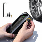 Portable Tire Inflator, Rechargeable Electric Air Pump with Knob Pressure Control, Cordless Air Compressor for Car Tires, Bike, Balls, Digital Pressure Gauge, Auto Shut-Off.