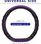 D-Shaped Steering Wheel Cover, Leather Car Wheel Protector with 3D Honeycomb Anti-Slip Design, Universal Breathable Comfy Cover Fits 14.5-15 Inch Steering Wheels, Car Accessories (Purple)