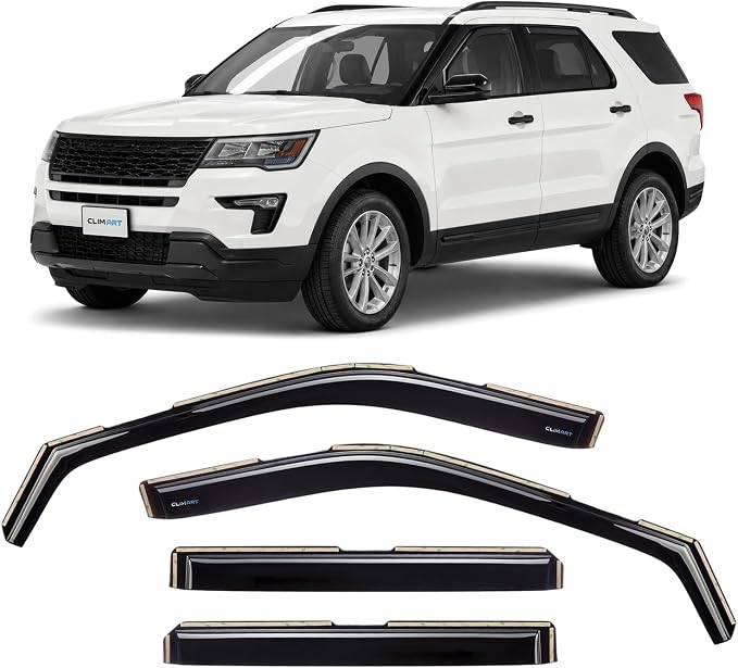 in-Channel Incredibly Durable Rain Guards for Ford Explorer 2011-2019, Original Window Deflectors, Vent Deflector, Vent Window Visors, Dark Smoke Car Accessories, 4pcs -611150