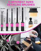 27pcs Car Cleaning Kit, 4-in-1 12000Pa Cordless Mini Handheld Vacuum Cleaner & Air Duster, Portable Pink Car Detailing Kit with Interior Accessories for Car, Home, Office, Gift for Women