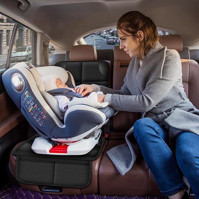 Kick Mats Back Seat Protector, Waterproof Oxford Seat Back Protector, Car Seat Back Protector for Kids, Back of Seat Protector for Kids Feet Car Seat (Black D -1 Set)