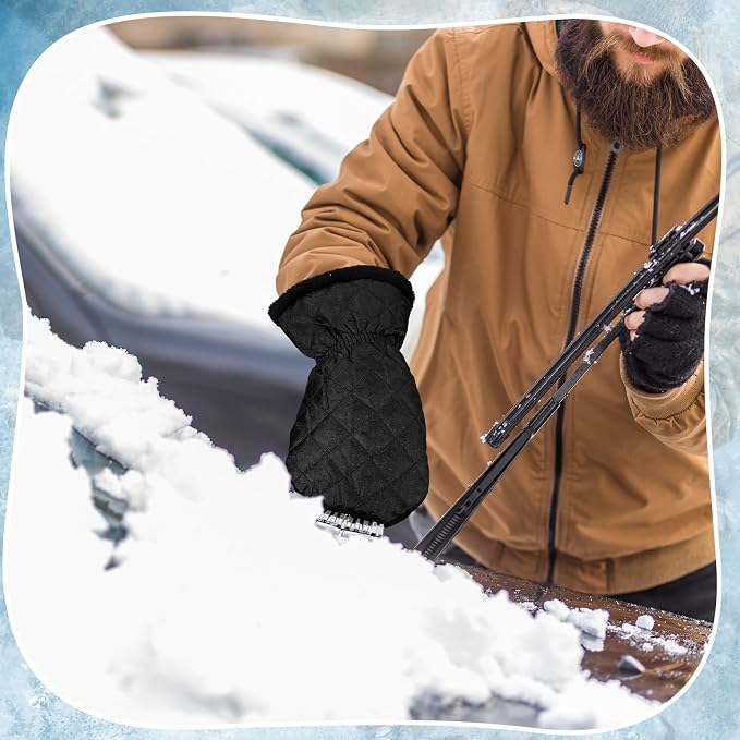Ice Scraper with Glove Waterproof Ice Scrapers for Car Windshield No Scratch Comfortable Removal Snow Mitt Glove Windproof Warm for SUV Vehicle Truck Snow Quickly Removal