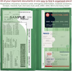 Registration and Insurance Card Holder - Car Organizer - Green | Vehicle Glove Box Document Organizer, Auto Essential Paperwork Holder for Contact Information Cards, Interior Car Accessories