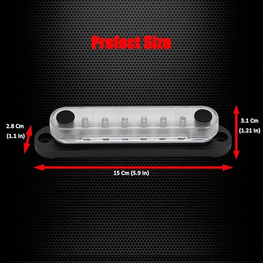 8 x M5 (#10) Studs Power Distribution Block Bus Bar 12V, 5.9" HD 120A Marine BusBar Battery Distribution Block W/Cover for Car Boat Solar (Black)