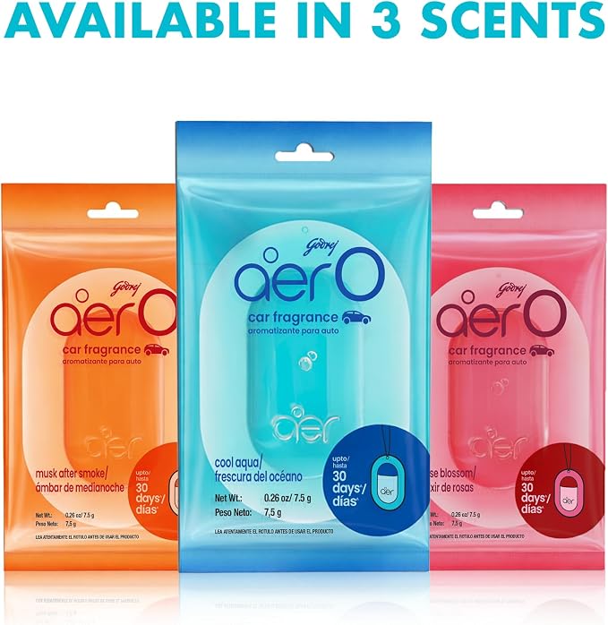 AER O Hanging Car Air Freshener Gel – Musk After Smoke, Long Lasting 30 Days, Leak-Proof Odor Neutralizer, Rear-View Mirror Car Air Freshener with Steady Freshness Technology, Pack of 4