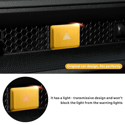Polodunn Accessories for 11th Gen Honda Civic 2022-2025, for CRV/HRV/Accord 2023 2024 2025, Emergency Flashers Trim Caps Hazard Warning Light Push Button Cover (Gold)