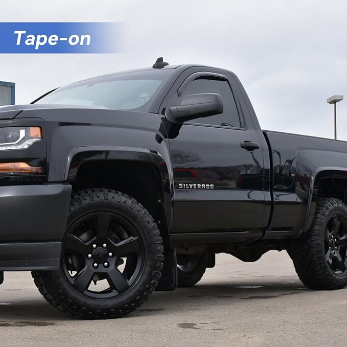 Window Visors Rain Guards for 2014-2018 Chevy Silverado/GMC Sierra 1500 Regular Cab, Out-Channel Window Vent Wind Deflectors Visors Shades for 15-19 Silverado/Sierra 2500HD 3500HD, 2PCS