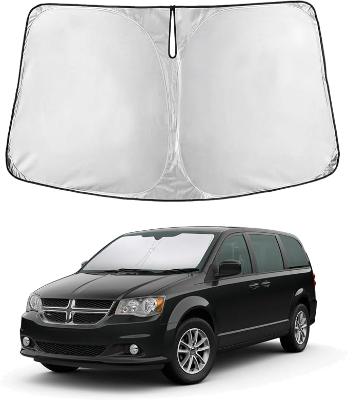 Windshield Sunshade Compatible for Dodge Caravan 2008-2018 2019 2020, (Not for Dodge Grand Caravan) Sun Visor for Front Window Sun Shade Cover, UV Heat Protector, Car Accessories