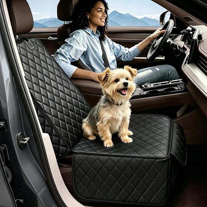 Front Seat Car Cover 2 Pack, Waterproof PU Leather Dog Car Seat Cover with Side Flaps, Nonslip Scratchproof Captain Chair Seat Cover Fits for Cars, Trucks, SUVs, Jeep