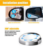 2 PCS Car Reversing Blind Spot Mirror, 2.16" x 0.39" High-definition Glass 360° Large Viewing Angle Round Mirror, Self-adhesive ABS Anti-collision Shell, Compatible with Most Models (Silver)