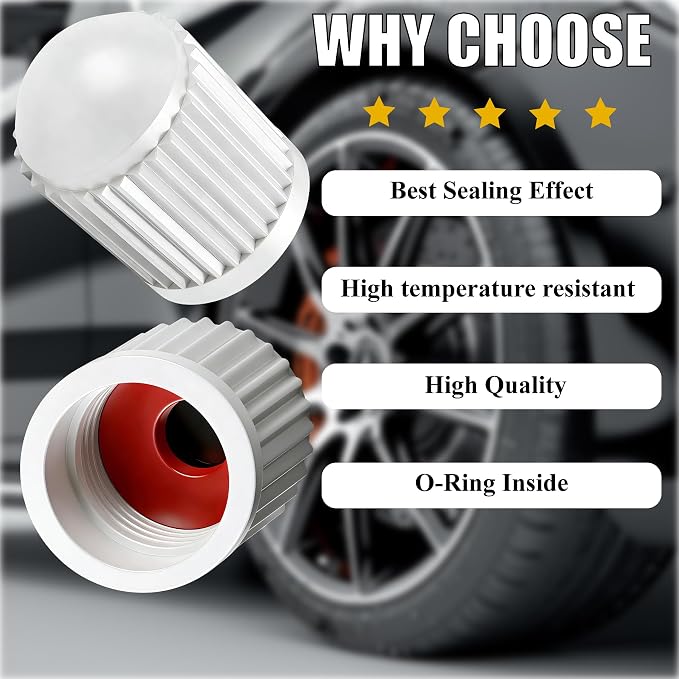 15PCS Tire Valve Stem Caps, Corrosion Resistant, with O Rubber Ring, Airtight Seal Heavy Duty Dustproof Tire Valve Stem Covers for Cars, SUV, Trucks, Bikes, Motorcycles, Bicycles(White)