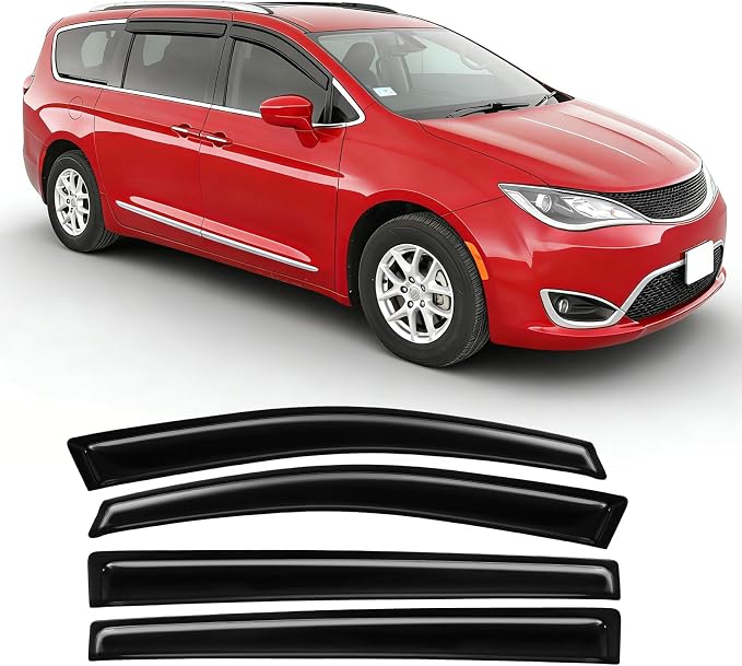 Rain Guards Fit for Chrysler Pacifica 2017 2018 2019 2020 2021 2022 2023 2024 2025, Tape-On Side Window Deflector Durable 2017-2025 Pacifica Rain Guard Black 4 PCS