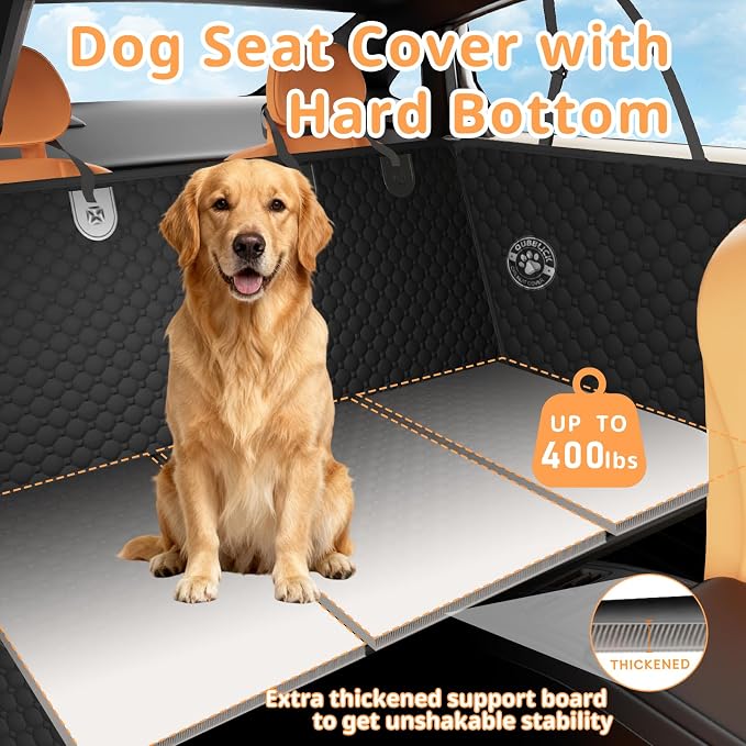 Dog Car Seat Cover for Back Seat,Waterproof Oxford cloth Hard Bottom Car Seat Cover for Dogs,Non-slip Backseat Dog Cover with Upgraded Door Protection Flap 52×25in,Dog Hammock for Car SUV Small Trucks