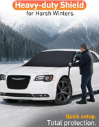 Car Snow Cover Compatible for Chrysler 300 | Windshield Cover for Ice and Snow with S-Hook Straps | Heavy-Duty 600D Oxford Winter Car Cover, Waterproof & Anti-Slip