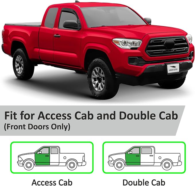 Voron Glass in-Channel Extra Durable Rain Guards for Toyota Tacoma 2016-2023 Access Cab, Window Deflectors, Vent Window Visors, 2 Pieces - 200838